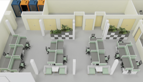 an office redesign planned out using CAD technology