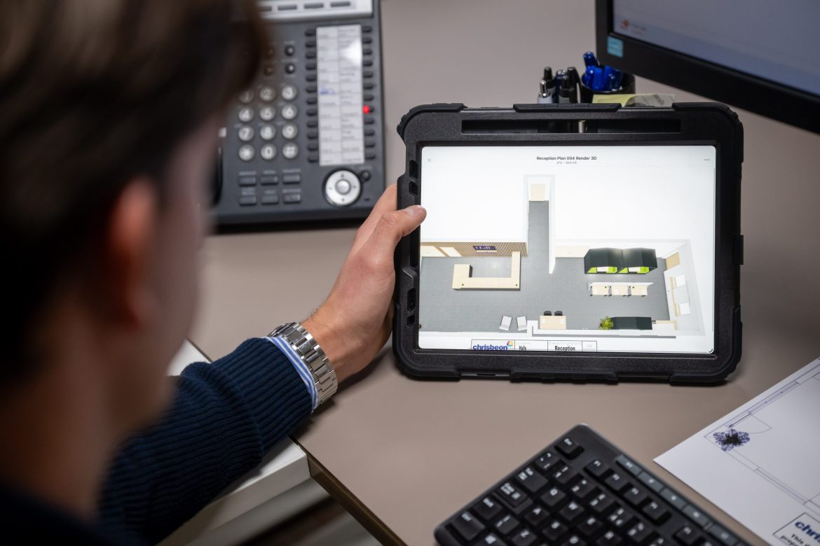 Planning office design with 3D planning software