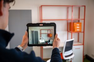 Planning office furniture layout with design software